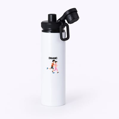 Hacebo® - Hardloop met eigen naam waterfles met draaidop zwart - Hardlopen - Hardloper - Sport - water fles - 850ML