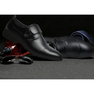 Nieuwe Heren Formele Zakelijke Leren Schoenen Klittenband Modetrend Veelzijdige Herenschoenen Casual Heren Enkelschoenen 44