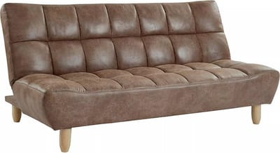 Vente-unique Driezitsbedbank Klik-Klak van gerijpte microvezel - vintage chocolade