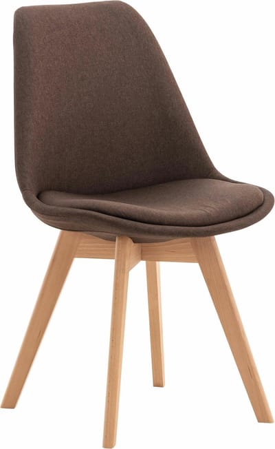 CLP Linares Eetkamerstoel - Design Keukenstoel - Scandinavisch Kuipstoel - Houten Poten Stof/bruin