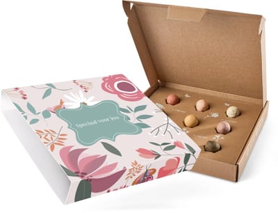 Blossombs bloemen Giftbox - Bloemen zaadbommetjes - 9 bloemzaden - gemaakt met biologische wilde bloemzaadjes en 100% natuurlijke ingrediënten - Creëer een ware bloemenzee en voedselparadijs voor bijen en vlinders