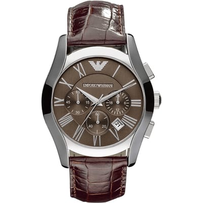 Emporio Armani AR0671 Velente Chronograaf 42 mm Bruin Leren Herenhorloge