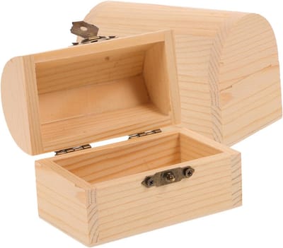 Houten Schatkist - Onafgewerkte Decoratieve Opbergdoos met Scharnierdeksel