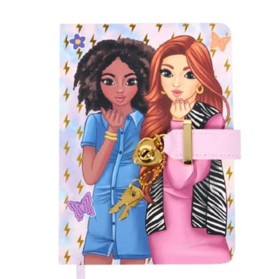 Dagboek met Vriendinnen Motief - Paars - Papier - 22 cm x 13 cm - Met Slot - Secret Diary - Kinderen - Cadeau