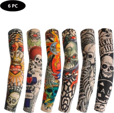 Nivard Tattoo Sleeve - Voor Volwassenen - Mouw - Tatoeage - Arm Warmer - Zonbescherming - UV Beschermend - 6 Stuks