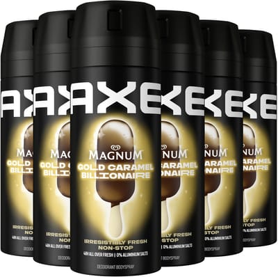 AXE - Deodorant Bodyspray - Magnum Gold Caramel Billionaire - 6 x 150 ml - Voordeelverpakking