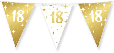 BTH – Slinger 18 Jaar – Wit-Goud – Verjaardag Versiering – Happy Birthday Decoratie – 18 Jaar Feest Versiering – 10m