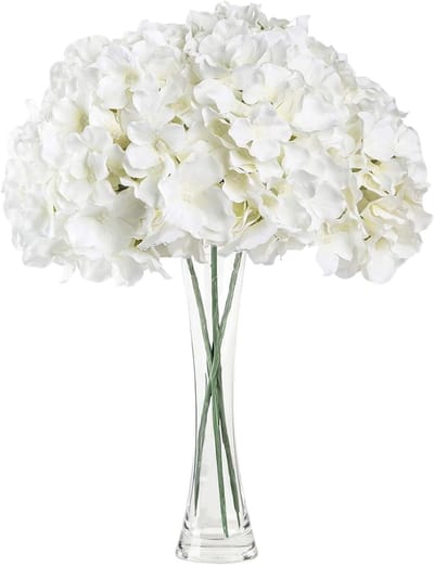 Kunstbloemen Hortensia - Zijde Bloemen - Huis Decoratie - Realistisch Ontwerp - 68 cm Hoog - Wit