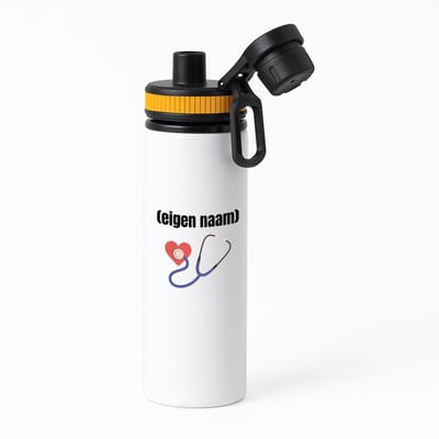 Hacebo® - dokter slethoscoop met eigen naam waterfles met draaidop oranje - Dokter - iemand die dokter is - ziekenhuis - hart - verjaardag - cadeau - kado - water fles - 850ML