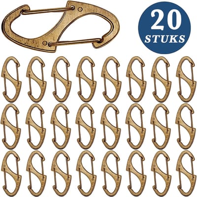 20 Stuks Dubbelzijdige Opening Karabijnhaak Sleutelhangers - Musketonhaak voor Volwassenen - Mini Musketon - Auto Klein Carabiner Sleutel Hanger, Houder - S Karabijn haken - Keychain Karabijnsluiting - Veilig Ophanghaken - Keukenhaakjes