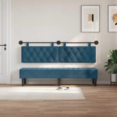vidaXL - Hangend - hoofdbord - Blauw - Fluweel