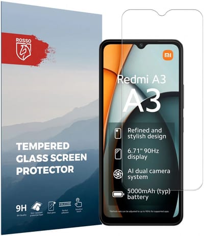 Rosso Screen Protector Geschikt voor Xiaomi Redmi A3 | 9H Tempered Glass | Glasplaatje | Beschermlaag | Beschermglas | 9H Hardheid