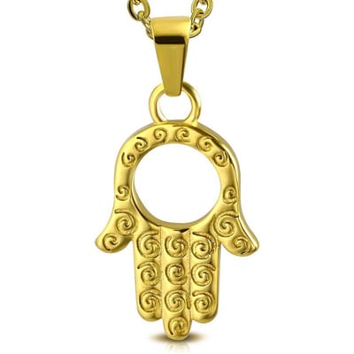 Montebello Ketting Asunta G - 316L Staal - Hamsa/Fatima - 26x16mm - 45cm