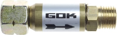 Gimeg doorstroombegrenzer lagedruk 1/4 inch links binnendraad x 1/4 inch links buitendraad.