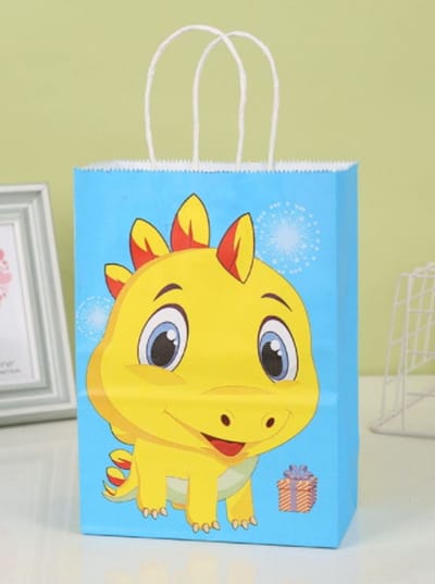 12 stuks papieren cadeautasjes blauw dinosaurus 21x15x18 cm