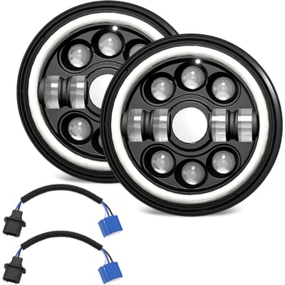 1 pièces 7 pouces voiture moto phare LED avec DRL/clignotant/feux de croisement/feux de route 7'' rond 2Pcs