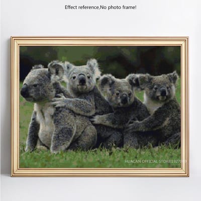 Diamantborduurwerk Volledig Beeld Dier Koala Diamantmozaïek Diamantschilderij Volledig Rond Kruissteek 20X30CM gray