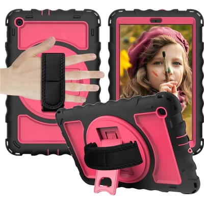 2019 Samsung Galaxy Tab A 8.0 Tab 2019 Draaibare houder Roze gepantserde tablethoes, Sm T290 hoes met standaard, Samsung Tab Accessoires Baby Case Siliconen tablethoes, 360 graden handvat