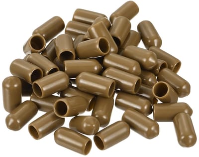 50 Stuks Rubber Einddoppen 7mm ID Boutafdekkingen voor Ronde Buizen - Vinyl PVC Bescherming Lichtbruin