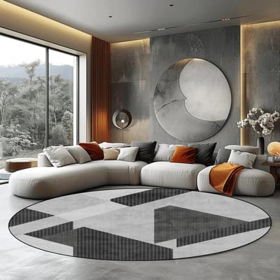 Luxe Modern Grijs Rond Tapijt voor Woonkamer Huisdecoratie Grote Vloerkleden Slaapkamer Tapijt Antislip Vloermat Stoelmatten Wasbaar 60cm 23.6 in