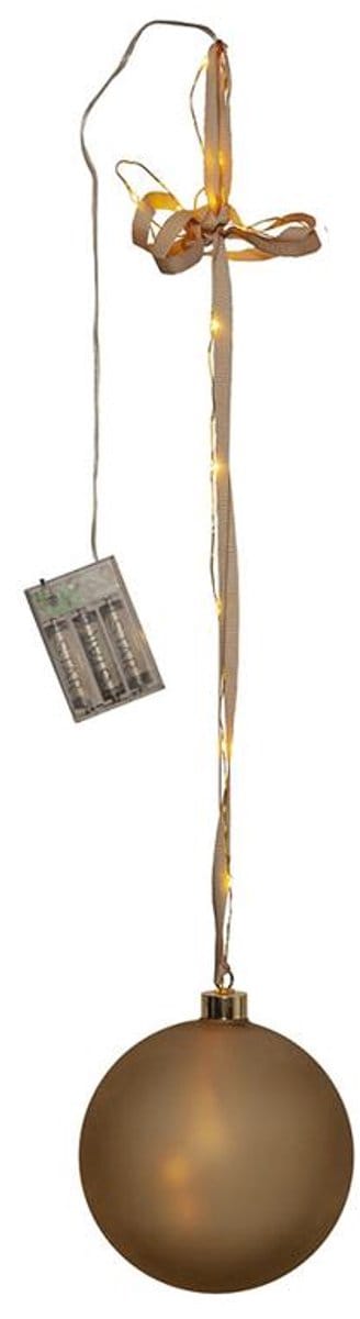 Star Trading Batterijgevoede kerstlamp 'Bliss' met kerstbal, 18 dauwdruppel-LED's, timer, goud, Ø 15 cm
