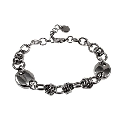 16 tot 20cm Armband Unisex - Gepolijst RVS - Schakelarmband met Koffieboon Schakels - Verstelbaar Dames - Heren
