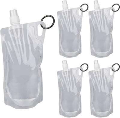 Dailygoods- Wandelfles 5 Stuks - Opvouwbare Waterfles 1L - BPA-vrij - Rugzak Waterfles - Perfect voor Kamperen/Fietsen - Materiaal: PE