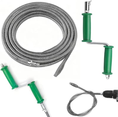 Efficiënte Spiralen voor Afvoerreiniging, 5 m, Ø 10 mm, Handmatig en Elektrisch, Ideaal voor Keuken, Vloerafvoer en Toilet