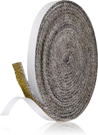 Hoge kwaliteit zelfklevende haardafdichtingstape, 4 meter lang, 10x3mm, vervangingsrubber voor houtkachels en open haarden, ideaal voor optimale isolatie en brandveiligheid