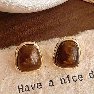 Europese Trend Nieuw Hoog Design Luxe Amber Oorbellen Voor Vrouwen Mode Franse Retro Stijl Sieraden Meisje Cadeau Accessoires brown