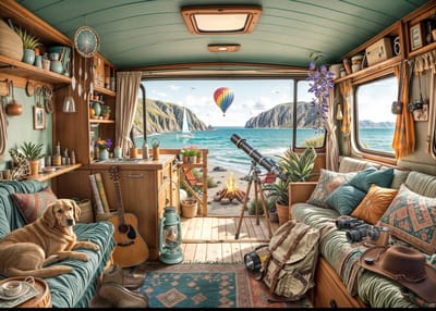 Bluebird Puzzle legpuzzel Camping Coast - 500 stukjes puzzel.