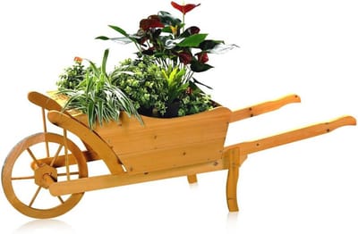 Houten Plantenkruiwagen met Bloembak 129x45x43 cm