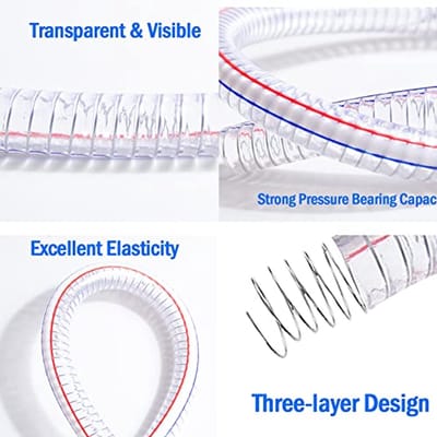 Vacuümslang 1-1/2" ID x 1-3/4" OD - 3FT Staaldraad PVC Afvoerslang met RVS Klemmen