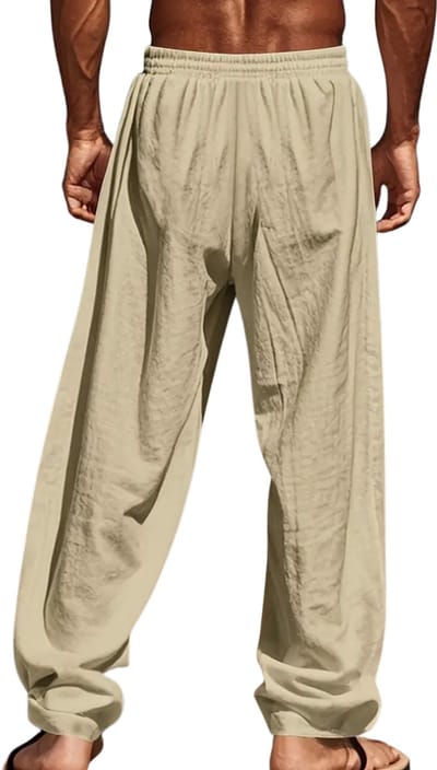 Nivard Linnen Broek Heren - Zomerbroek - Volwassenen - Lange Broek - Pantalon - Strandbroek - Zomer - Ibiza Stijl - Beige - Maat S