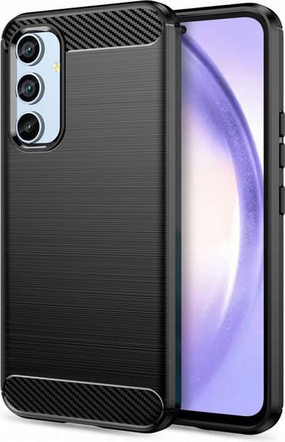 Hoesje geschikt voor Samsung Galaxy A54 - Techsuit Carbon Silicone Back Cover - Zwart