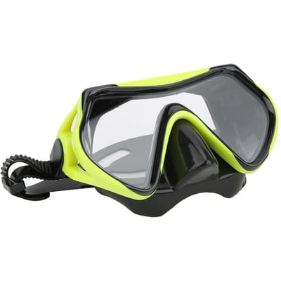 Siliconen Snorkelbril voor Volwassenen Gehard Glas Groot Zicht Zwembril Duikuitrusting Yellow Black