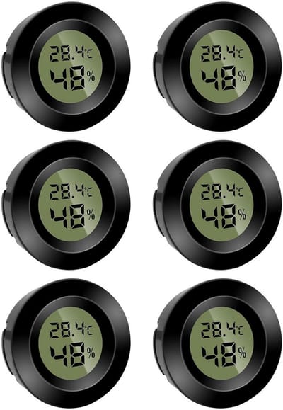 6 Stuks Digitale Mini Hygrometer Thermometer Rond Luchtvochtigheid en Temperatuurmeter