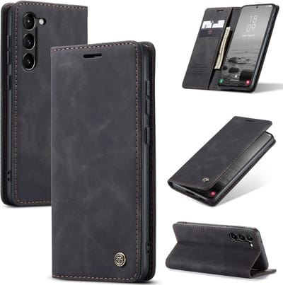 CaseMe – Telefoonhoesje geschikt voor Samsung Galaxy S23 – Wallet Book Case – Magnetische Sluiting – PU Leer – Zwart