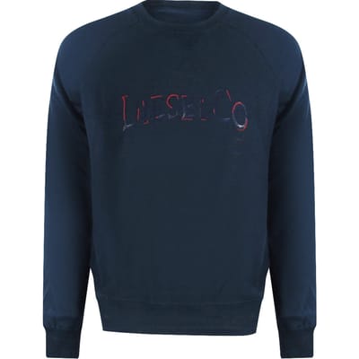 Diesel Sweatshirt Met Verweerd Logo En Total Eclipse-print In Blauw