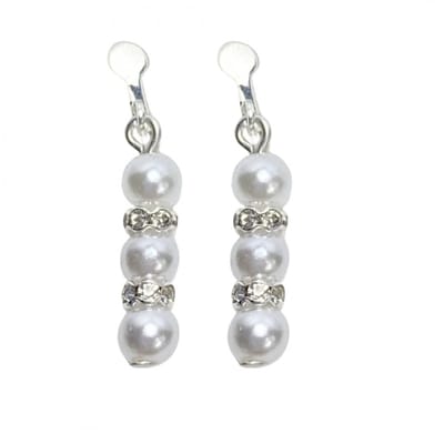 Klem oorbellen- Odelia -Synthetische parel -zilverkleur -wit-geen gaatje-Charme Bijoux