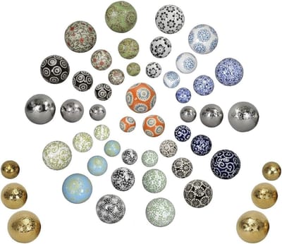 NETPROSHOP Zwemballen, decoratieve ballen drijvend, porselein, diameter 4-6-7,5 cm, kleur: fleur-goud, selectie: 7 cm