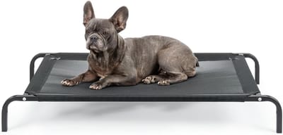QORA® Hondenbank Op Poten - Luxe Hondenstretcher – Hondenzetel – Max, Gewicht 50 kg - Verhoogd Hondenbed – Hondensofa - Kattensofa – Honden Ligbed Camping - Kattenmand op Pootjes - Zwart - ‎106cm x 62cm x 15cm