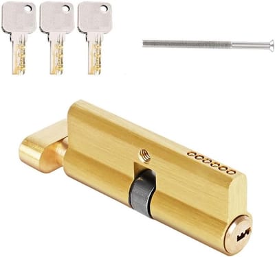 Vergrendelingscilinder met Knop 35/35 - Massieve Deurslot Cilinder met 3 Sleutels, Verstelbare Sleutel, Vervangingsaccessoires voor Veiligheid en Toegangscontrole (Lengte: 70 mm)