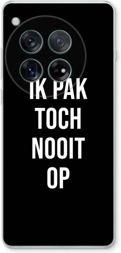 Case Company® - Hoesje geschikt voor OnePlus 12r hoesje - Ik pak nooit op - Zwart - Soft Cover Telefoonhoesje - Bescherming aan alle Kanten en Schermrand