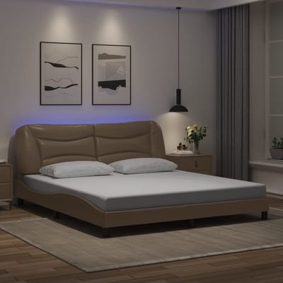 vidaXL - Bedframe - met - LED - zonder - matras - "Hvar" - cappuccino - 180x200 - cm