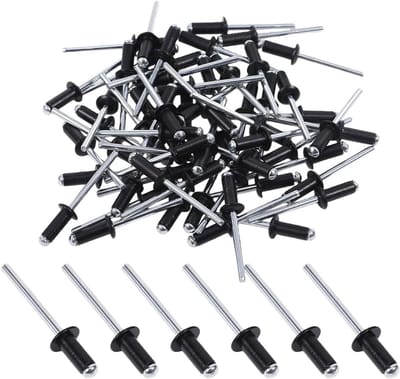 60x Zwarte Aluminium Blindklinknagels Grote Flens 4.8mm x 10mm - Industriële Kwaliteit