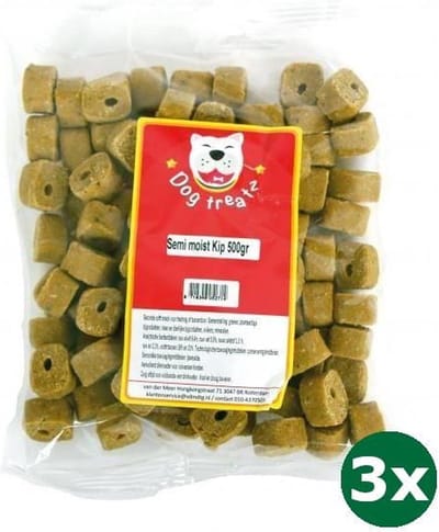 3x500 gr Dog treatz semi moist kip hondensnack