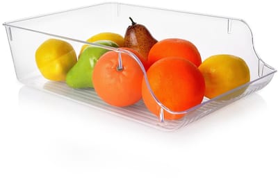 Excellent Houseware - Organizer voor koelkast - 35x22,5x10 cm - Transparante Kunststof - Zonder Deksel