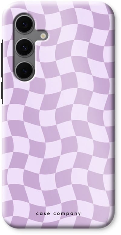 Case Company® - Hoesje geschikt voor Samsung Galaxy S24 FE hoesje - Grid Paars - Tough Case - Maximale Bescherming alle Kanten en Schermrand