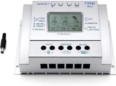MPPT Laadregelaar - Zonne Energie Controller - Zonnepanelen Opladen - Automatische Spanning Detectie - 20A 12V/24V - Wit Grijs Groen